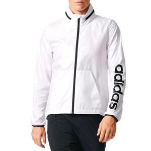 Adidas Women Linear Windbreaker Performance Athletic Sport Jacket Large White